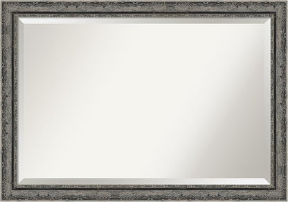 Amanti Art Black Bathroom Mirror for Over Sink, 28x40 Filigree Matte Black Rectangle Vanity Mirror, Large Traditional Frame, Hangs Horizonally and Vertically, Bathroom Wall Decor, Beveled Edge