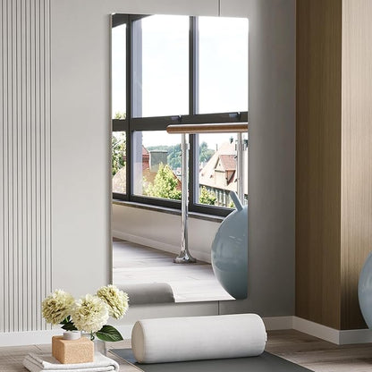 Brightify Frameless Mirror, 24x48 Inch Bathroom Mirrors for Over Sink, Large Tempered Glass Square Wall Mirror, Frameless Vanity Mirror for Gym, Yoga, Living Room, Bedroom, Entryway