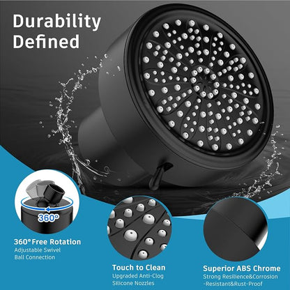 FEELSO Filtered Shower Head, High Pressure Shower Head with Filters | One-Click Filter Change Design, 6 Spray Rain Showerhead for hard water, Remove Chlorine, Improves Skin & Hair