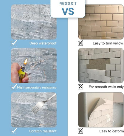 2026 New Upgrade Peel and Stick Backsplash Tile, Peel and Stick 11.34" X 11.57" Wall Tile for Kitchen, Bathroom, Fireplace, Laundry (Polished Marble Cyan, 1 Pack)