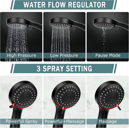 Filtered Shower Head with Handheld, High Pressure Rainfall Shower Head | Filter for Hard Water, Removes Chlorine & Impurities, 60'' Hose, Adjustable Holder, Chrome Finish (Black)