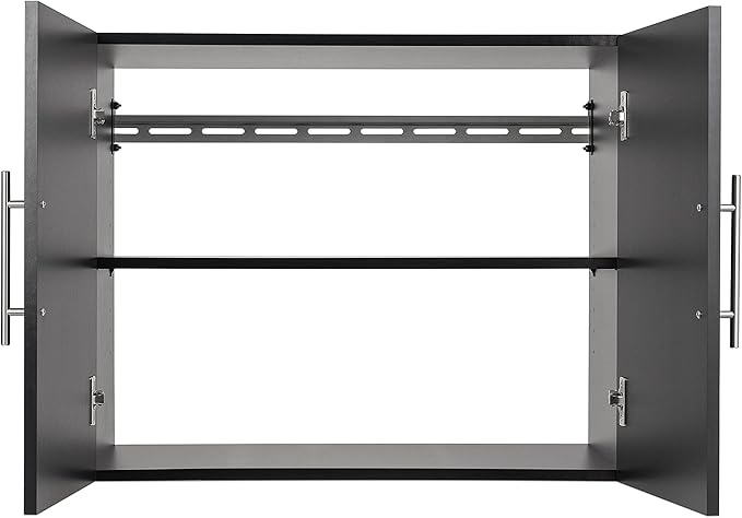 Prepac HangUps 30" Upper Garage Cabinet, Bathroom Cabinet Wall Mount, Ideal for Garage, Kitchen and Laundry Organization 30" W x 24" H x 16" D, Black