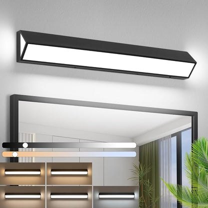 LED Modern Bathroom Vanity Light Fixtures (32-Inch, 5CCT, Dimmable), Modern Acrylic Bathroom Wall Lighting Fixtures Over Mirror, Matte Black