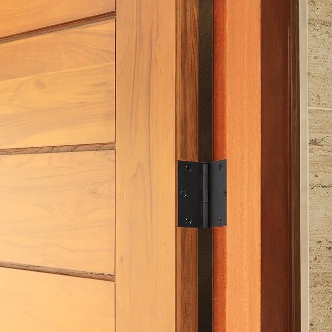 Design House 6-Pack Matte Black Door Hinges – 3.5-inch x 3.5-inch – Square Corner Radius Steel Door Hinge – Fits Standard Doors – Design House 185934
