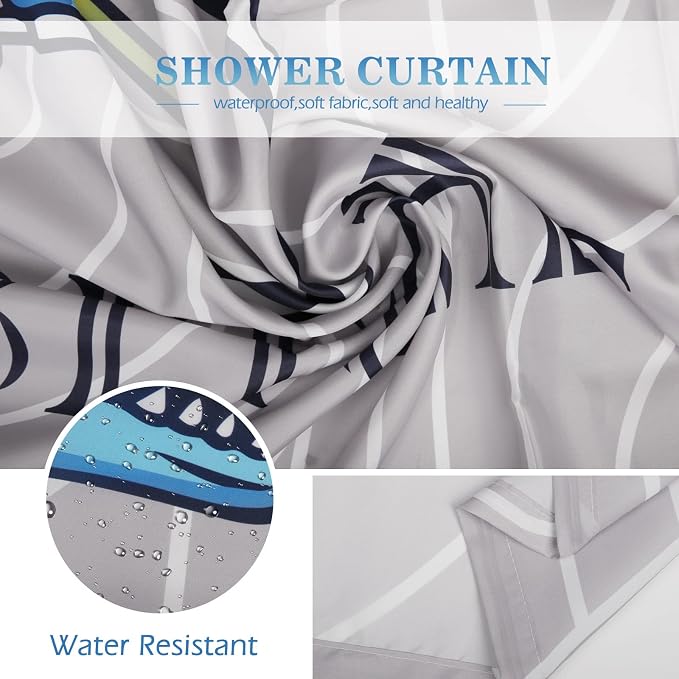 Aimego Stall Small Shower Curtain - Funny Cute Blue Dinosaur Ride A Bike Fun Dino Narrow Half Fabric Cloth Bath Shower Curtain Set for Bathroom Decor Accessories Bath Curtain, 36"x72"