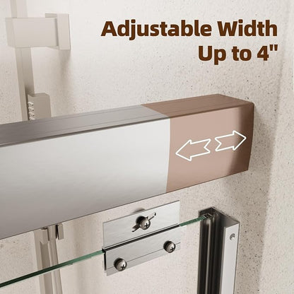 Royal Guard Double Sliding Shower Door 56-60" W x 72" H,Brush Nickel | 6mm SGCC Tempered Glass,Nano Coating Easy Clean,Walk-in Shower Use,Reversible Installation&Waterproof