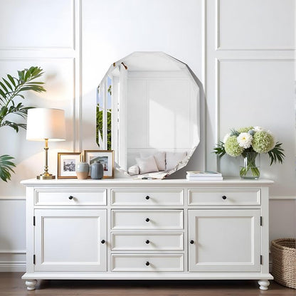 GLASHOM Frameless Oval Bathroom Mirror, 24x30 inch Beveled Wall Mirror | Modern Vanity Decor Mirror for Bathroom, Living Room, Entryway, Bathroom Mirrors for Over Sink Horizontal or Vertical