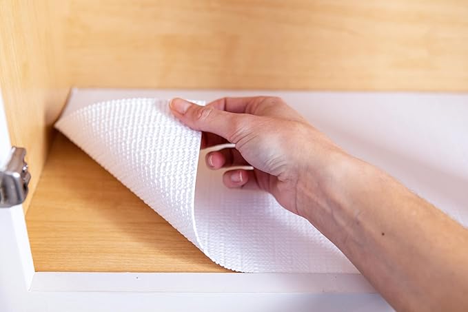 Smooth Top EasyLiner for Cabinets & Drawers - Easy to Install & Cut to Fit - Shelf Paper & Drawer Liner Non Adhesive - Non Slip Shelf Liner - 20in. x 6ft. - 6 Roll Project Pack - Gray Quatrefloral