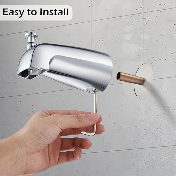 Slip-on Tub Spout with Diverter, Compatible with 1/2 Inch Copper Tube Fit, Bathroom Bathtub Spout 1-Pack (Polished Chrome)