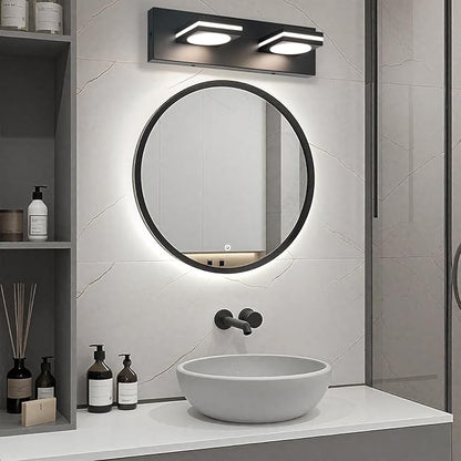 OKELI 2-Light LED Bathroom Vanity Light Fixtures, Matte Black Modern Bathroom Wall Lighting Fixtures Over Mirror (3CCT, 3000K-6000K)