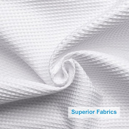 AmazerBath White Shower Curtain 72x74 Inches, Waffle Shower Curtains for Bathroom, Cloth Shower Curtain Fabric Heavy Duty 240GSM, Thick Bathroom Shower Curtains Hotel Quality, Premium Polyester