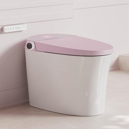CANEST Pink Smart Toilet with Bidet Built In, Auto Open, Auto Temp Control | Dual Flush with Tank, ADA Comfort Height, Smart Temp Control, Warm Air Dryer, Remote Control, Foot Sensor, Night Light