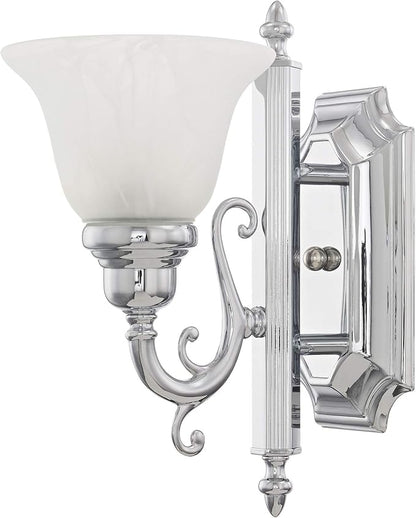 Livex Lighting 1281-05 Bath Vanity with White Alabaster Glass Shades, Chrome