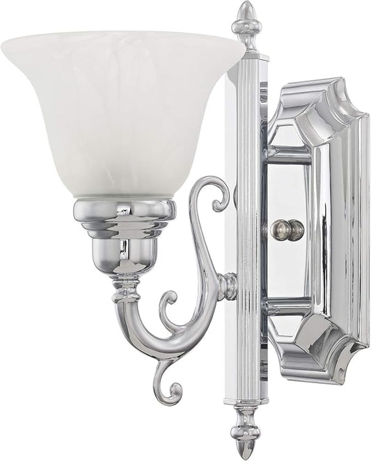 Livex Lighting 1281-05 Bath Vanity with White Alabaster Glass Shades, Chrome