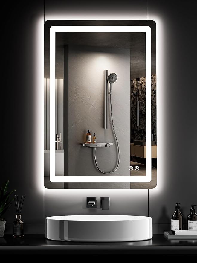 LED Bathroom Vanity Mirror with Lights, 36"x24" Lighted Wall Mirror | Front and Backlit, Anti Fog, Dimmable 3 Color Lighting, Memory Function, Shatterproof Glass, Plug in or Hardwired