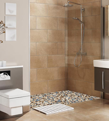 Yosemite Matte Pebble Stone Tiles for Shower Floor Bathroom Mosaic Tile Extremely Non Slip [5 Sheets]