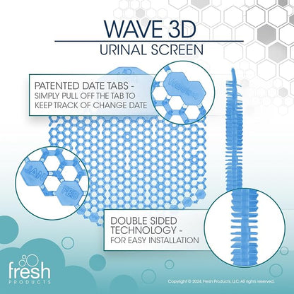 Fresh Products Wave 3D Urinal Screen Deodorizer, Cotton Blossom, 10 packs