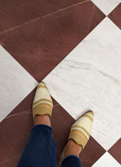FloorPops x Chris Loves Julia Bonneville Oxblood Peel and Stick Floor Tiles, FP6333