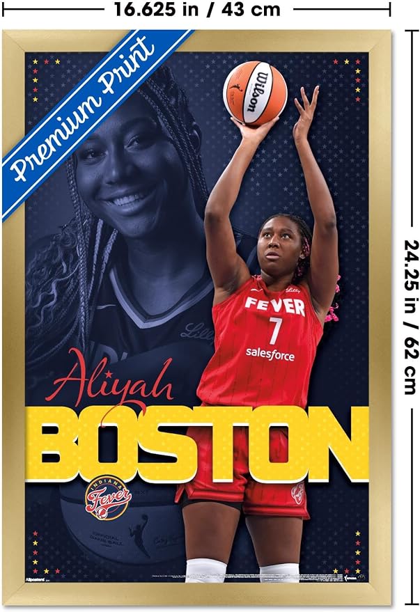 Trends International WNBA Indiana Fever - Aliyah Boston 25 Wall Poster, 22.4L x 14.7W, Gold Framed Version