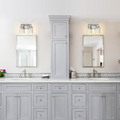 Bathroom Vanity Light Over Mirror,Vanity Light for Bathroom,Bathroom Light Fixture Wall Sconce Lighting for Bedroom,Living Room (Nickel, 2-Light)