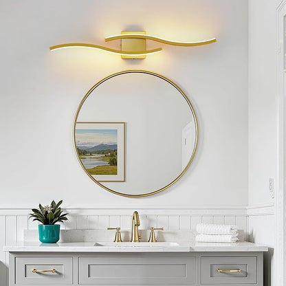Gold LED Bathroom Vanity Lights: 31.5 Inch 20W Bathroom Lighting Fixtures Over Mirror 5CCT Dimmable 2700-5000K Vanity Lights Modern Bath Sconces Wall Light for Mirror Cabinets Bedroom Living Room