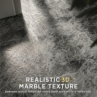 Marble Grain 12x12 Inch Peel and Stick Floor Tile, Granite Smoke, 20 PCS | NO Grout, NO Mess, For Kitchen Backsplash, Bathroom Update, Non-Slip & Scratch-Resistant