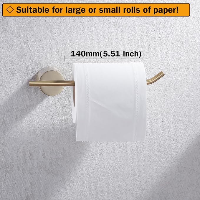 RANDOM Brushed Gold Bathroom Hardware Set 5 Pieces Include 24 inch Towel Bar Towel Ring Toilet Paper Holder Towel Hook for Bathroom,SUS304 Stainless Steel.RD96068S-5BG-2