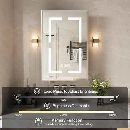 Medicine Cabinet, LED Mirror Cabinet for Bathroom with 3-Color with Mirror Defog, Recessed or Surfaced Wall-Mounted (24X30)