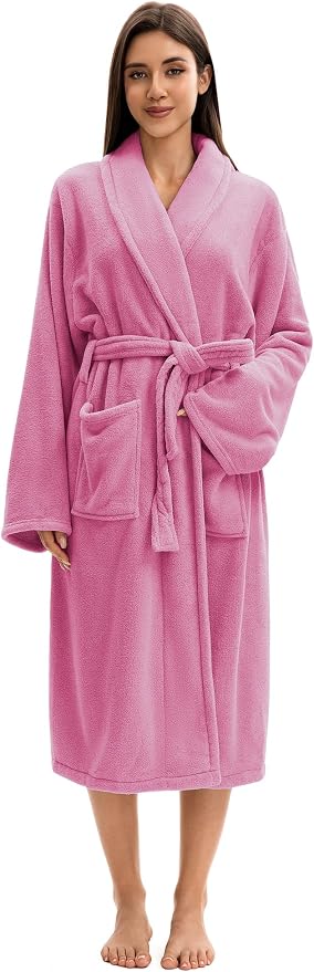 Soft Robe For Women，Warm Plush Bath Robes Female，Spa Towel After Shower Lightweight Long Bathrobe