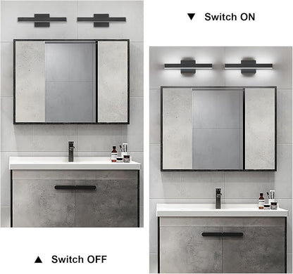 LED Modern Bathroom Vanity Light Fixtures (16-Inch, Cool White 6000K), Modern Acrylic Bathroom Wall Lighting Fixtures for Bathroom Over Mirror, Matte Black