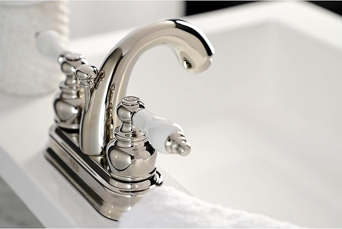 Kingston Brass KB5616PL Restoration 4 in. Centerset Bathroom Faucet, Polished Nickel
