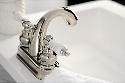 Kingston Brass KB5616PL Restoration 4 in. Centerset Bathroom Faucet, Polished Nickel