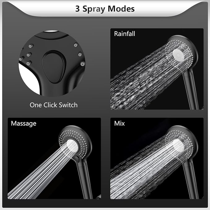 FEELSO Filtered Shower Head with Handheld, High Pressure Shower Filter Head | 15 Stage Water Softener Filters for Hard Water, Remove Chlorine & Harmful Substance, 3 Spray Mode Showerhead, Hose & Bracket