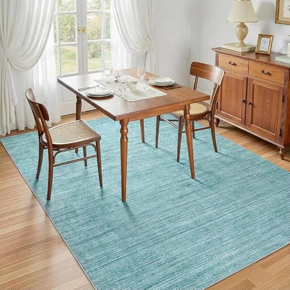 Garvee 5x7 Modern Solid Color Washable Rug for Entryway Indoor, Blue | Non Slip Backing Stain Resistant Non Shedding Low Pile Soft Neutral Area Rugs for Living Room Bedroom Dining Room Nursery