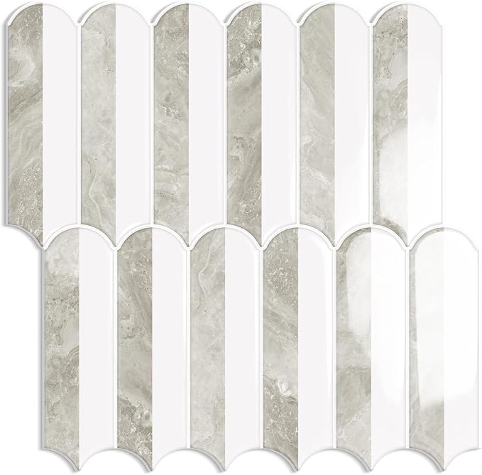 Peel and Stick Backsplash Sticky Self Adhesive Wall Tiles 10-Sheet | Thick,Beige,Marble,for Kitchen,Bathroom,Laundry,Sink,12"×12"