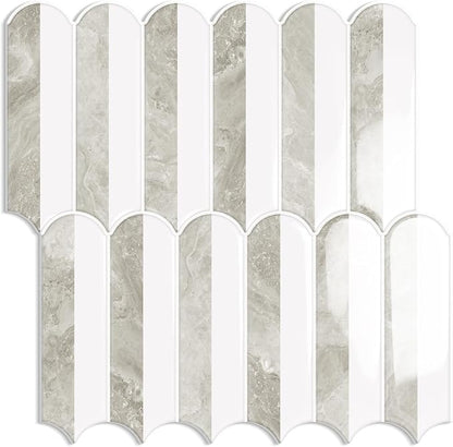 Peel and Stick Backsplash Sticky Self Adhesive Wall Tiles 10-Sheet | Thick,Beige,Marble,for Kitchen,Bathroom,Laundry,Sink,12"×12"