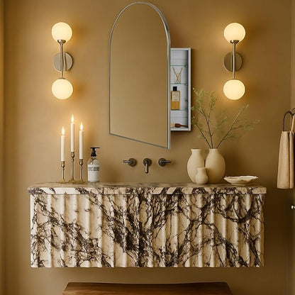 TEHOME 20 x 30'' Brush Nickel Arched Bathroom Medicine Cabinet with Mirror Recessed and Surface Mount Medicine Cabinet Mirror