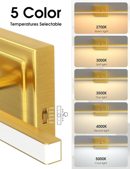 VOLISUN Bathroom Vanity Light 31.5 inch, 18W Dimmable 5CCT Led Bathroom Light Fixture Over Mirror, Gold Bar Vanity Light for Bathrooms-ETL Certificated