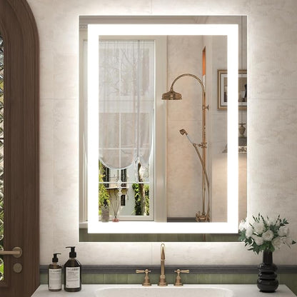 26x36 LED Lighted Bathroom Mirror for Vanity Wall | Front Light and Backlit, Anti-Fog, Memory, 3 Color, Tempered Glass, Dimmable, Rectangular, UL, Horizontal/ Vertical Mounted
