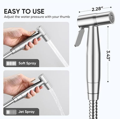 Arofa Handheld Bidet Sprayer for Toilet - 3 Pack Bidets Faucet for Existing Toilets Cloth Diaper Jet Sprayer, Stainless Steel Muslim Shower with Bidet Hose for Feminine Wash