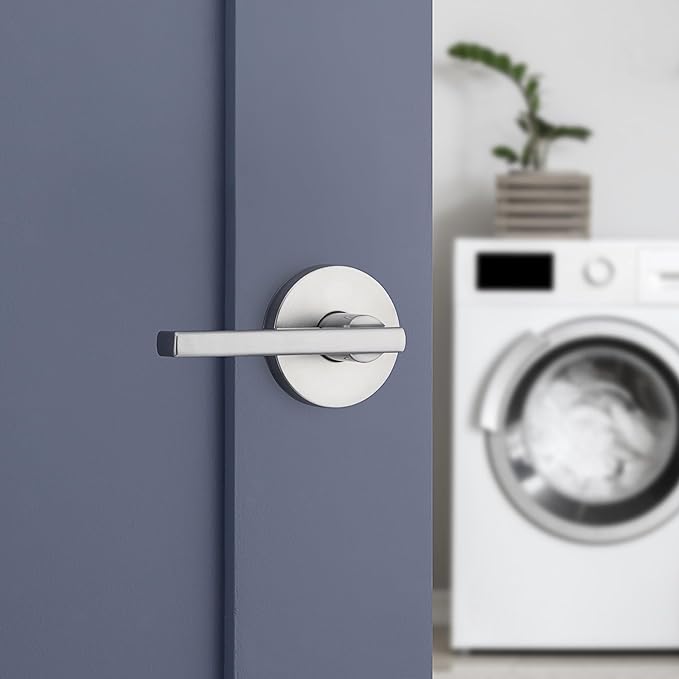 Kwikset Halifax Interior Passage Door Knob, Round Handle for Closet and Hallway Doors, Non-Locking Doorknob in Satin Chrome, with Microban Protection