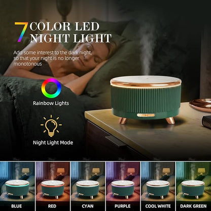 500ml Essential Oil Diffuser, Ultrasonic Aromatherapy Humidifier | with Remote Control, 7-Color LED Light, Timer & Auto Shut-Off, Cool Mist Diffuser for Home, Bedroom, Office (Blue Green)