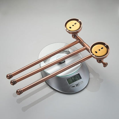 Red Copper Bath Folding Towel Holder, Wall Mounted Towel Rack Bathroom Hardware Accessories, Pattern Carving Design