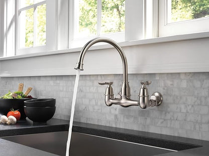 Delta Corin Wall Mount Kitchen Faucet, Brushed Nickel Stainless Steel, Single Handle, Model 22722LF-SS