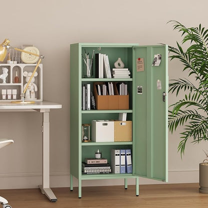 Metal Lokcer Cabinet (Green, 19.69" D x 15.75" W x 49.21" H)