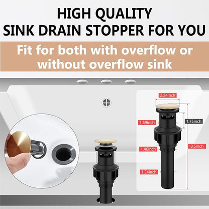 Brushed Gold Bathroom Faucet 3 Hole 8 Inch Widespread Waterfall | 2-Handle Vanity Faucet, Pop-Up Drain, Supply Lines, Adjustable 4- to 16-Inch Widespread Fit, 360° Swivel Spout