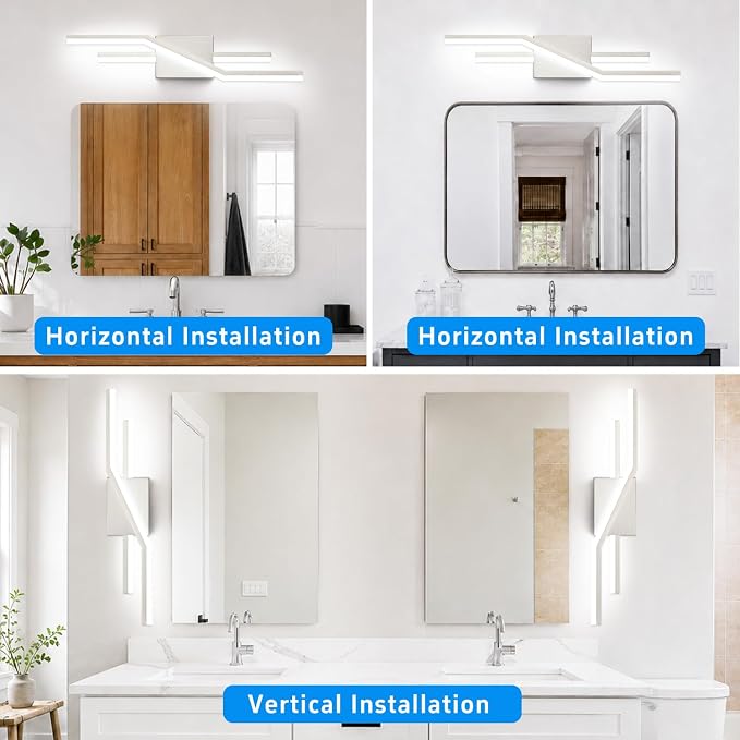 SOLFART Bathroom Light Fixtures Brushed Nickel 24 Inch Dimmable Vanity Lights Modern Led Lights for Bathroom