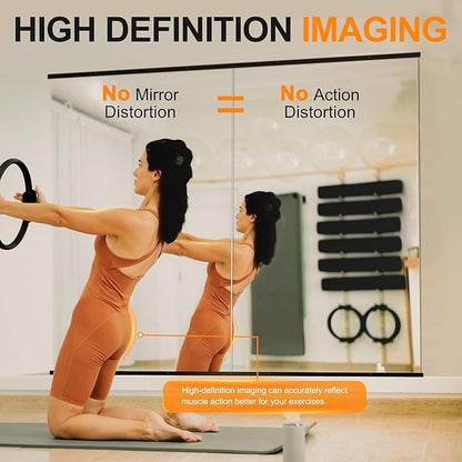 Home Gym Mirror, 54''x30''x2PCS Black | Wall Mounted Large Frameless Tempered Glass Wall Mirror for Home Gym, Garage, Bedroom, Bathroom