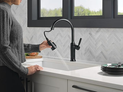 Delta Renaldi Kitchen Faucet with Pull Down Sprayer, Matte Black Kitchen Sink Faucet, Delta ProClean Kitchen Faucet, Pull Down Kitchen Faucet, Matte Black 9184-BL-DST