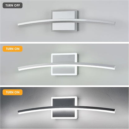 Benkut Modern LED Wall Sconce Silver Light Fixtures Over Mirror Modern Bath Wall Lighting for Bathroom, Dimmable Vanity Light for Bathroom(5CCT 23.6Inch)